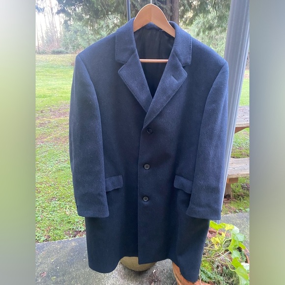 XL Sabelere By Crombie Men’s Wool Overcoat Charcoal Grey VINTAGE - Picture 2 of 6